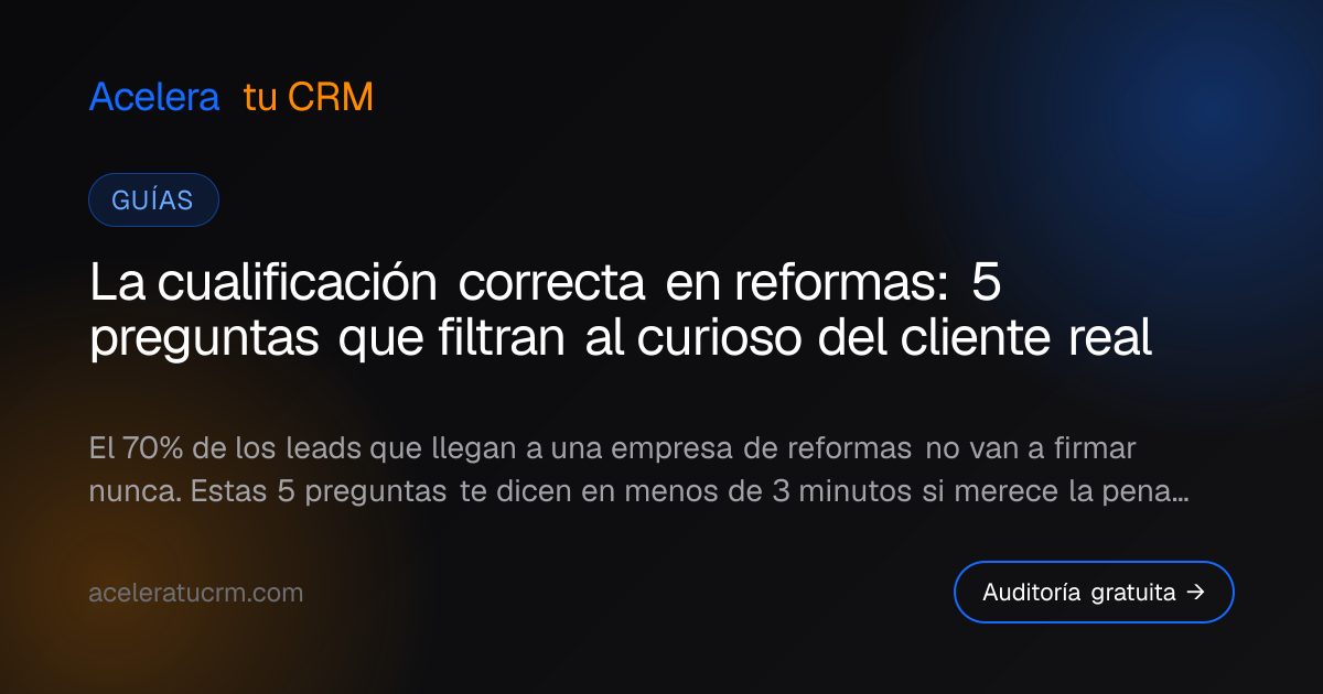 La cualificación correcta en reformas: 5 preguntas que filtran al curioso del cliente real