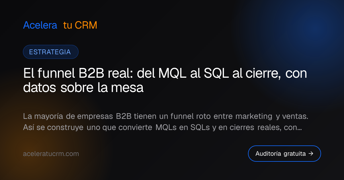 El funnel B2B real: del MQL al SQL al cierre, con datos sobre la mesa