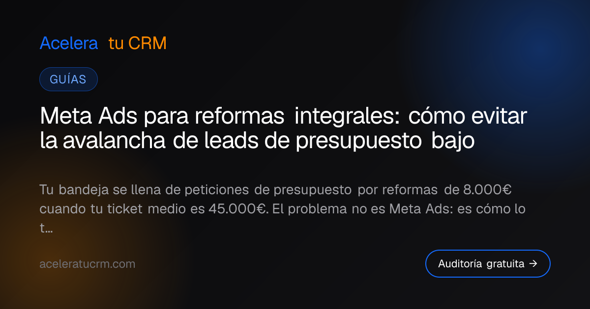 Meta Ads para reformas integrales: cómo evitar la avalancha de leads de presupuesto bajo